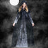 Women Halloween costumes Cosplay Costume Vintage Witch Long Sleeve Maxi Dress - menochic